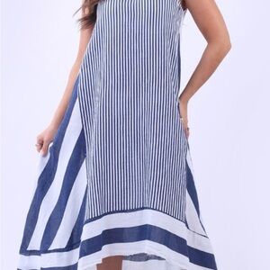 Striped Navy and White Maxi Dress